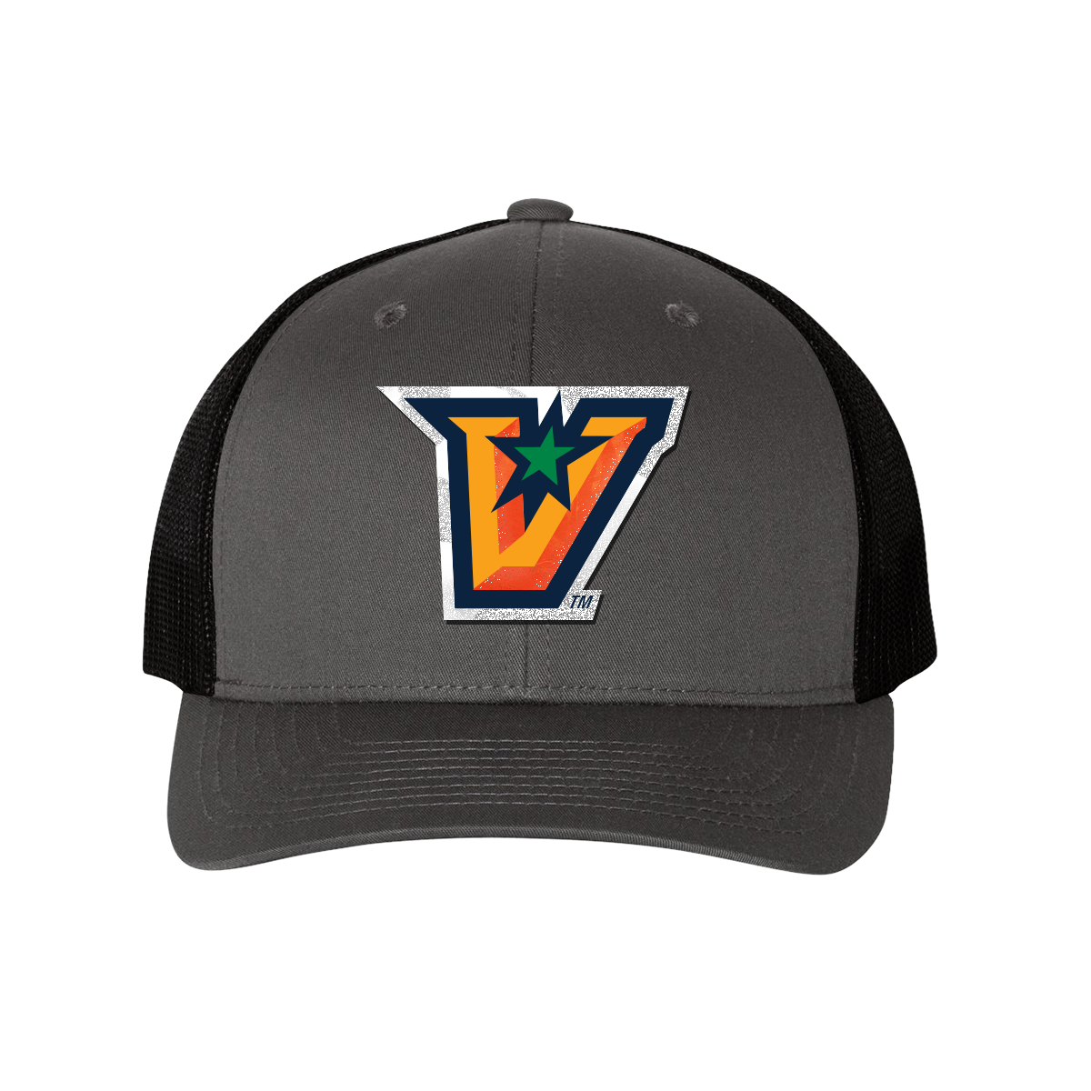 UTRGV™ Full Color V Logo Trucker Cap - Graphite/Black | Official Licensed Headwear