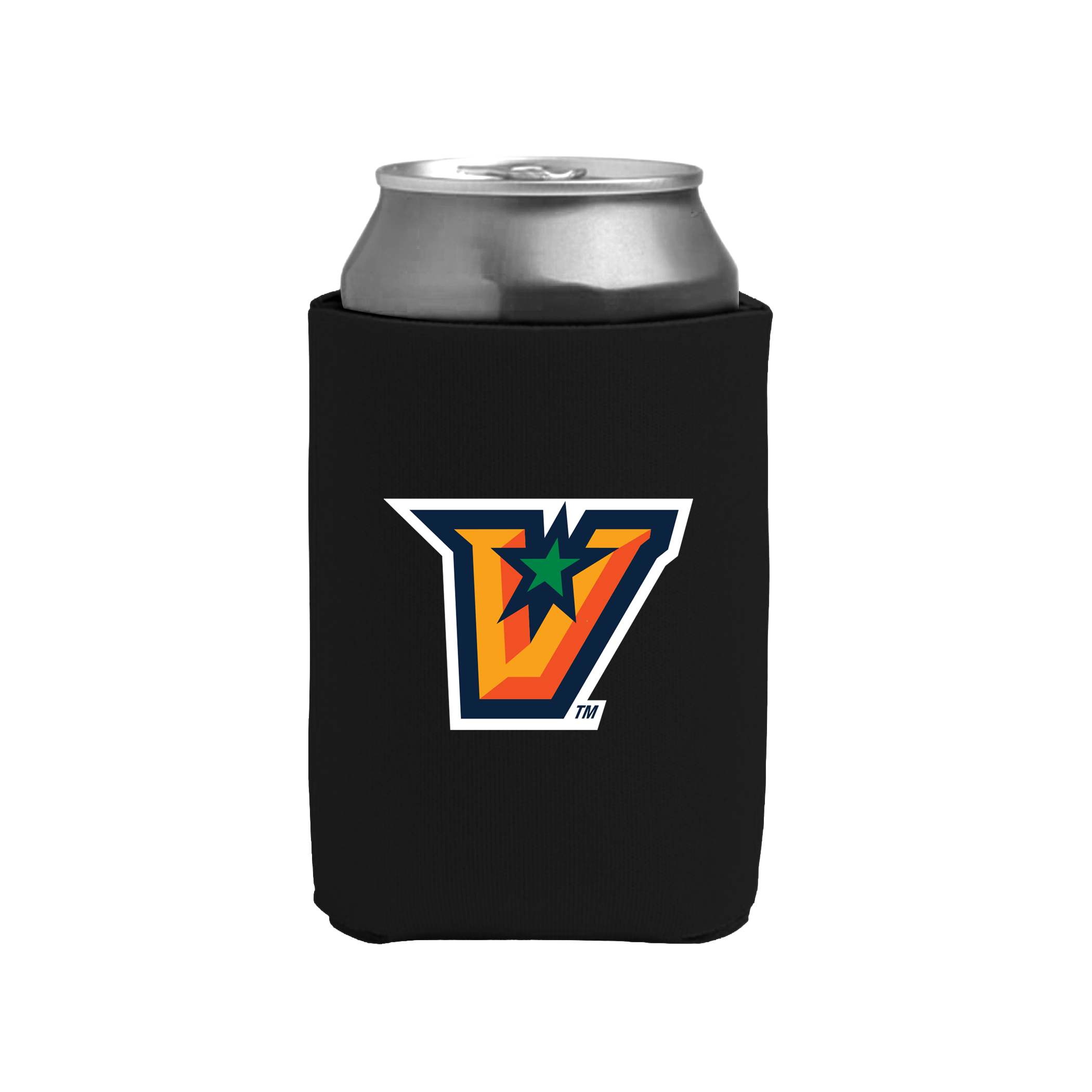 UTRGV™ V Logo Can Cooler - Black | Official Licensed Beverage Koozie