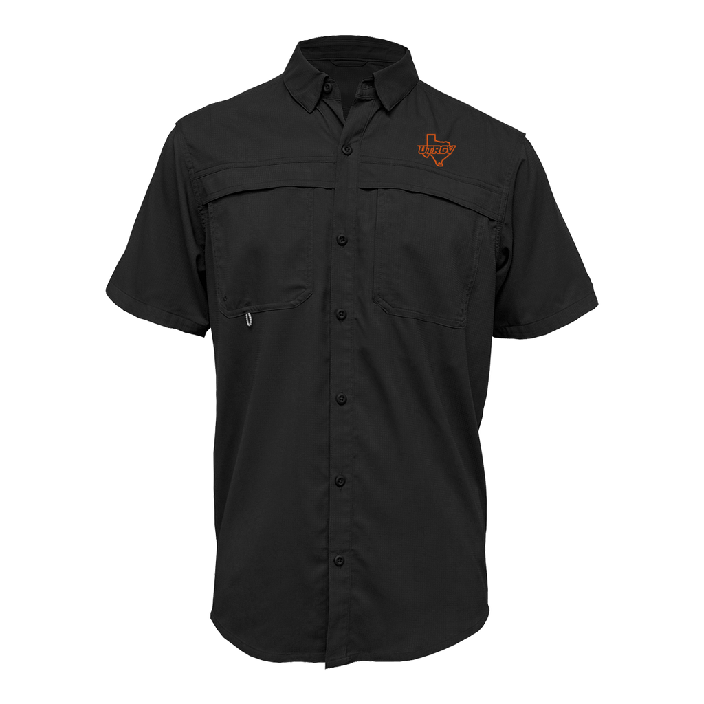 UTRGV™ Orange Texas Logo Men's Performance Fishing Shirt - Black | Official Licensed Apparel