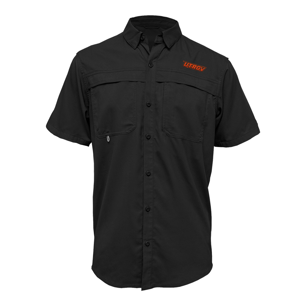 UTRGV™ - Orange Primary Logo - Men's Black Fishing Shirt | Official Apparel