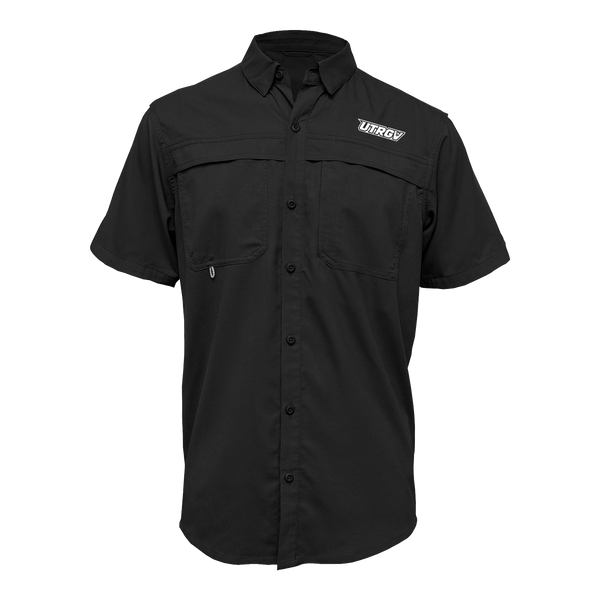 UTRGV™ - White Primary Logo - Men's Black Fishing Shirt | Official Apparel