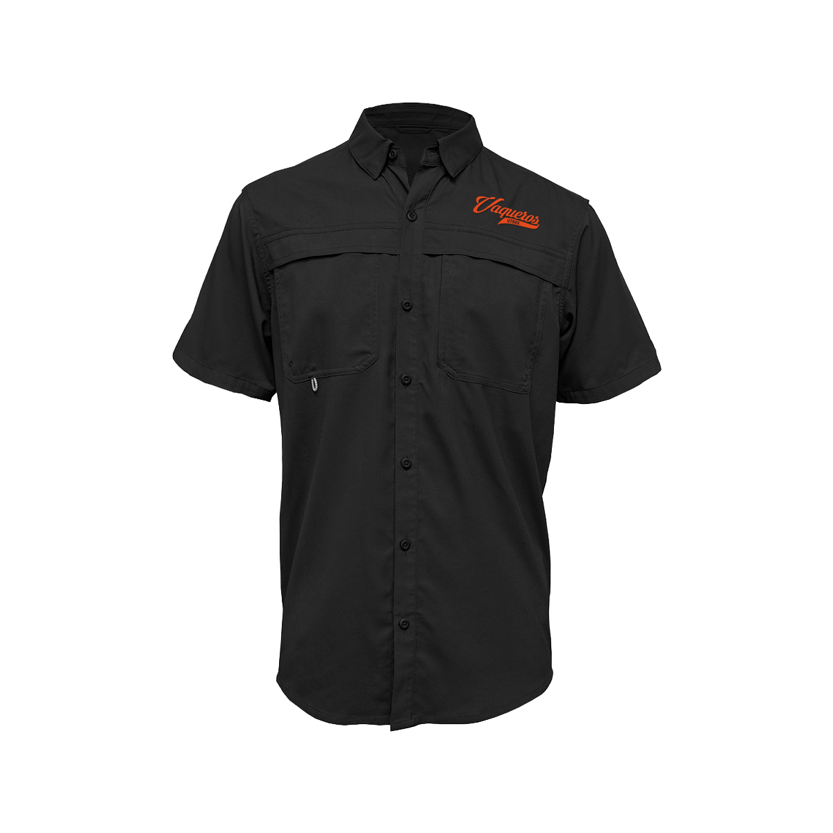 UTRGV™ - Orange Vaqueros Logo - Men's Black Fishing Shirt | Official Apparel