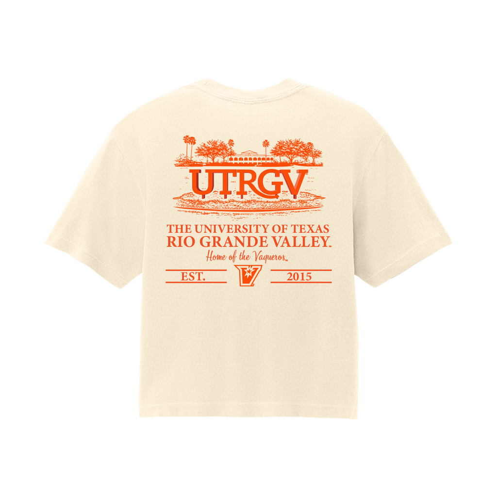 UTRGV™ College Image Crop Top - Ivory | Official Licensed Apparel