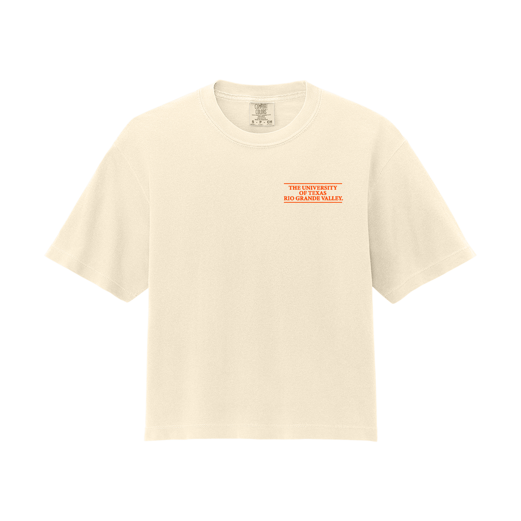 UTRGV™ College Image Crop Top - Ivory | Official Licensed Apparel