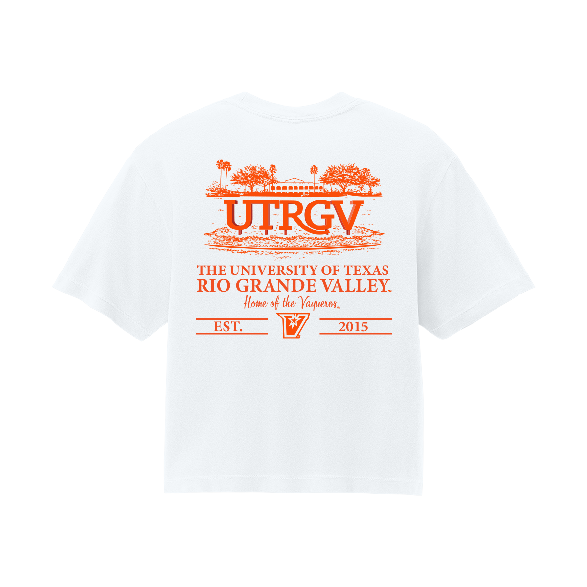 UTRGV™ College Image Crop Top - White | Official Licensed Apparel