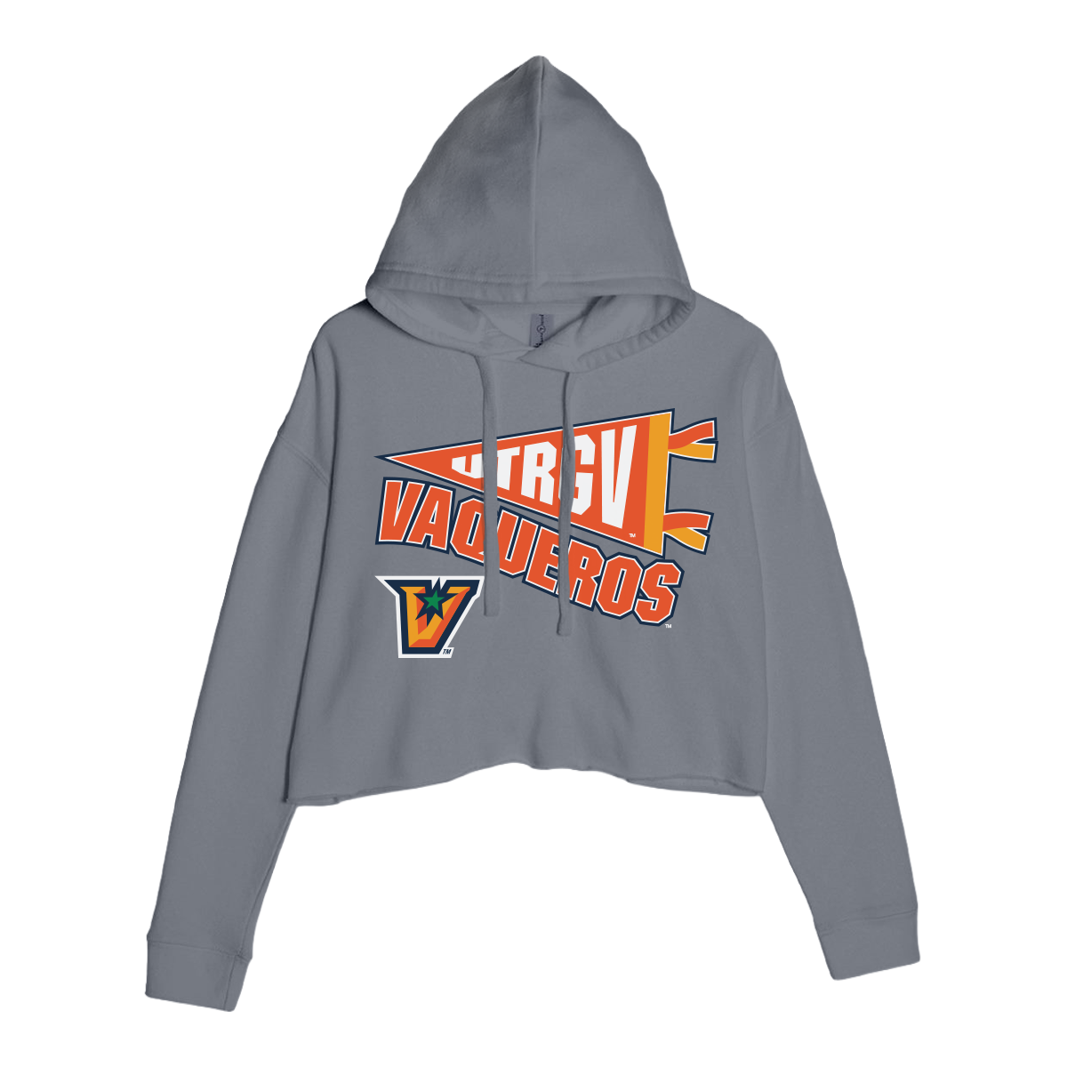 UTRGV™ Flag Pennant Crop Hoodie - Storm | Official Licensed Apparel