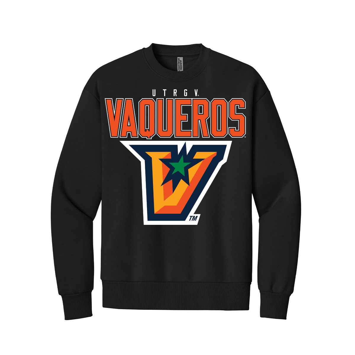 UTRGV™ Vaqueros Big V Crewneck Sweatshirt - Black | Official Licensed Apparel