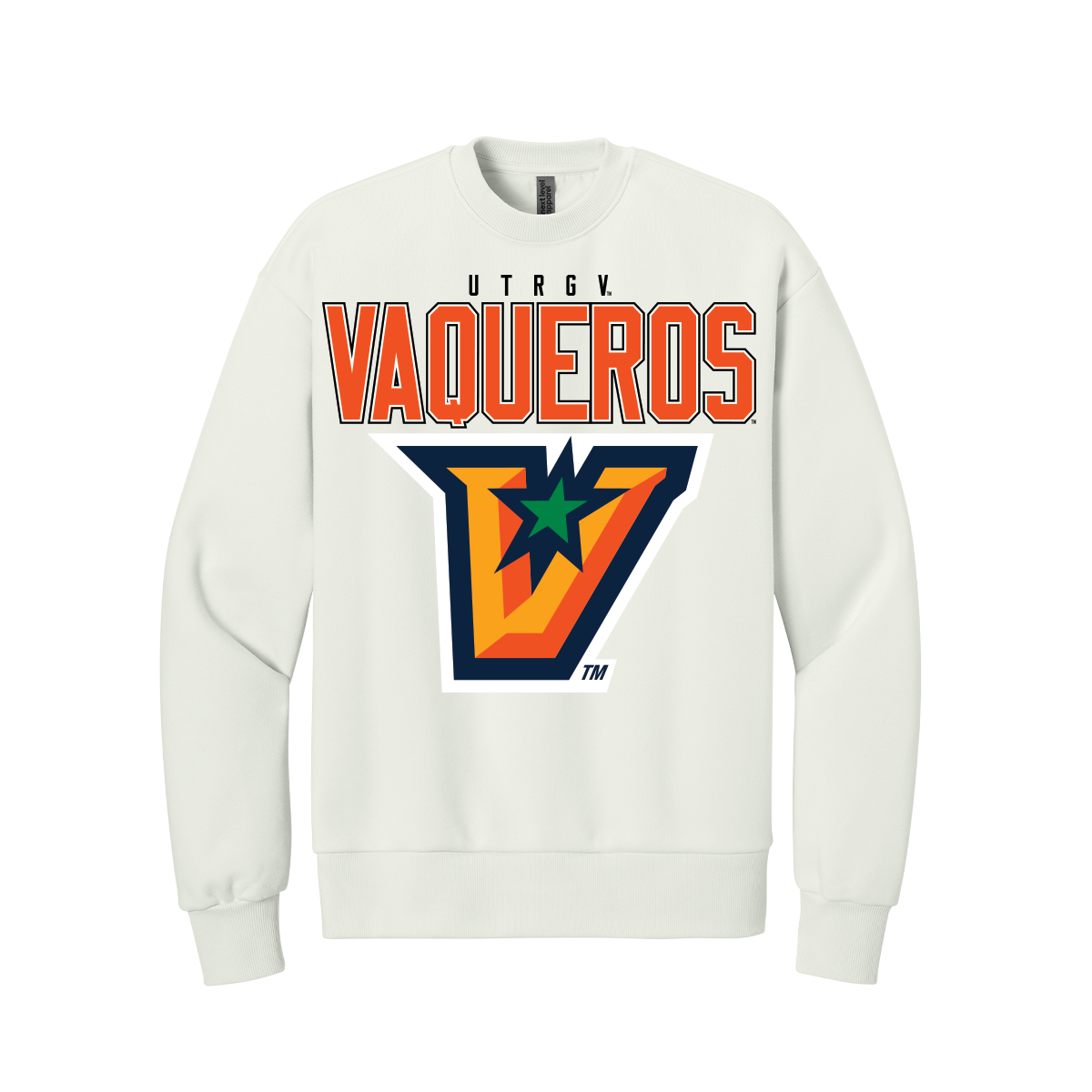 UTRGV™ Vaqueros Big V Crewneck Sweatshirt - Bone | Official Licensed Apparel