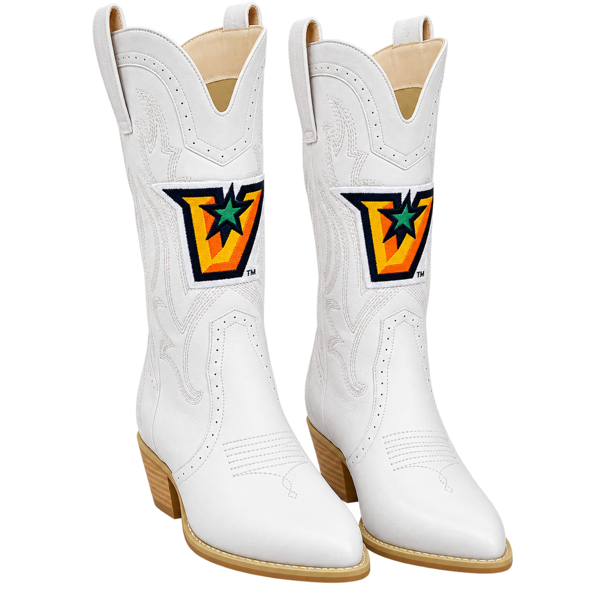 UTRGV V Logo Half-Calf Western Boots.r V Logo Embroidered White Western Boots | Official Licensed Footwear (Copy)