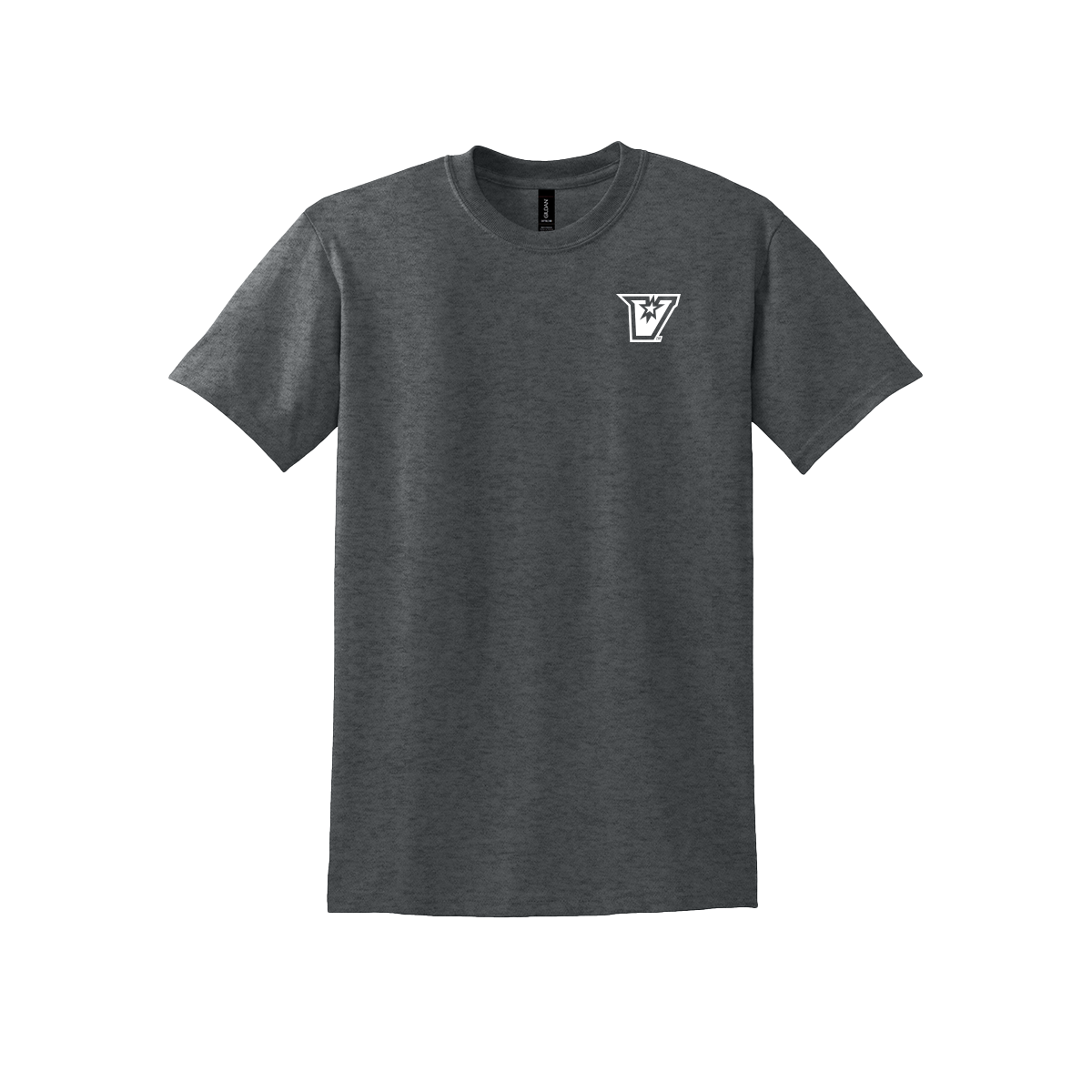 UTRGV™ White V Logo Spirit Tee - Dark Heather | Official Licensed Gildan® DryBlend® T-Shirt