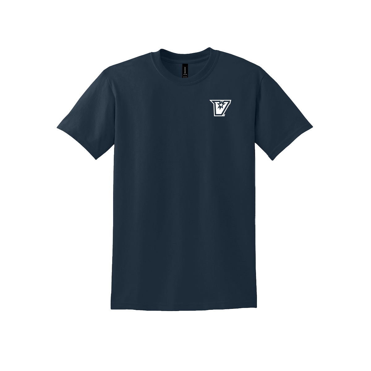 UTRGV™ White V Logo Spirit Tee - Navy | Official Licensed Gildan® DryBlend® T-Shirt