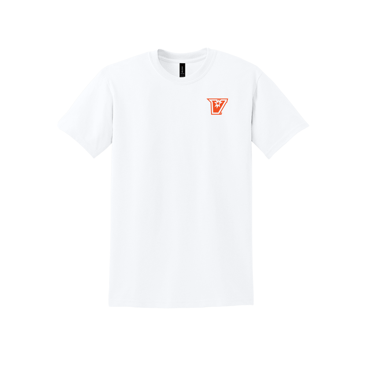 UTRGV™ Orange V Logo Spirit Tee - White | Official Licensed Gildan® DryBlend® T-Shirt