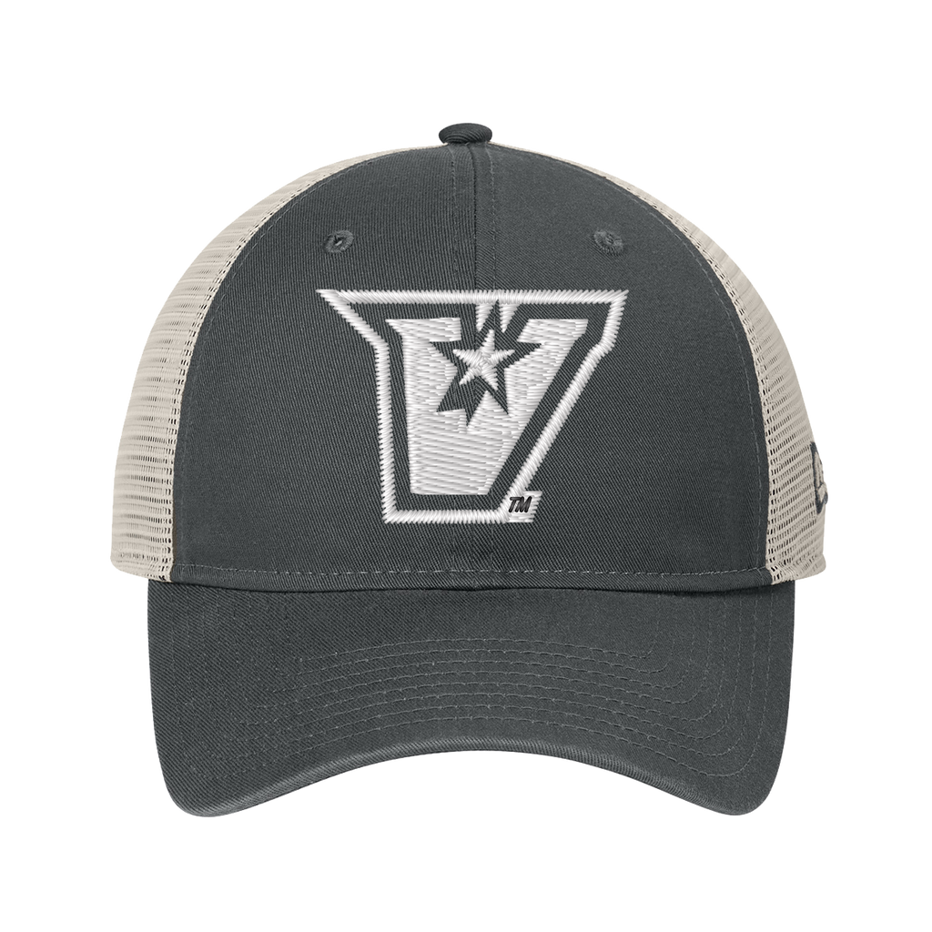 UTRGV™ Embroidered White V-Logo Mesh Snapback Cap - Grey/Stone | Official Licensed Apparel