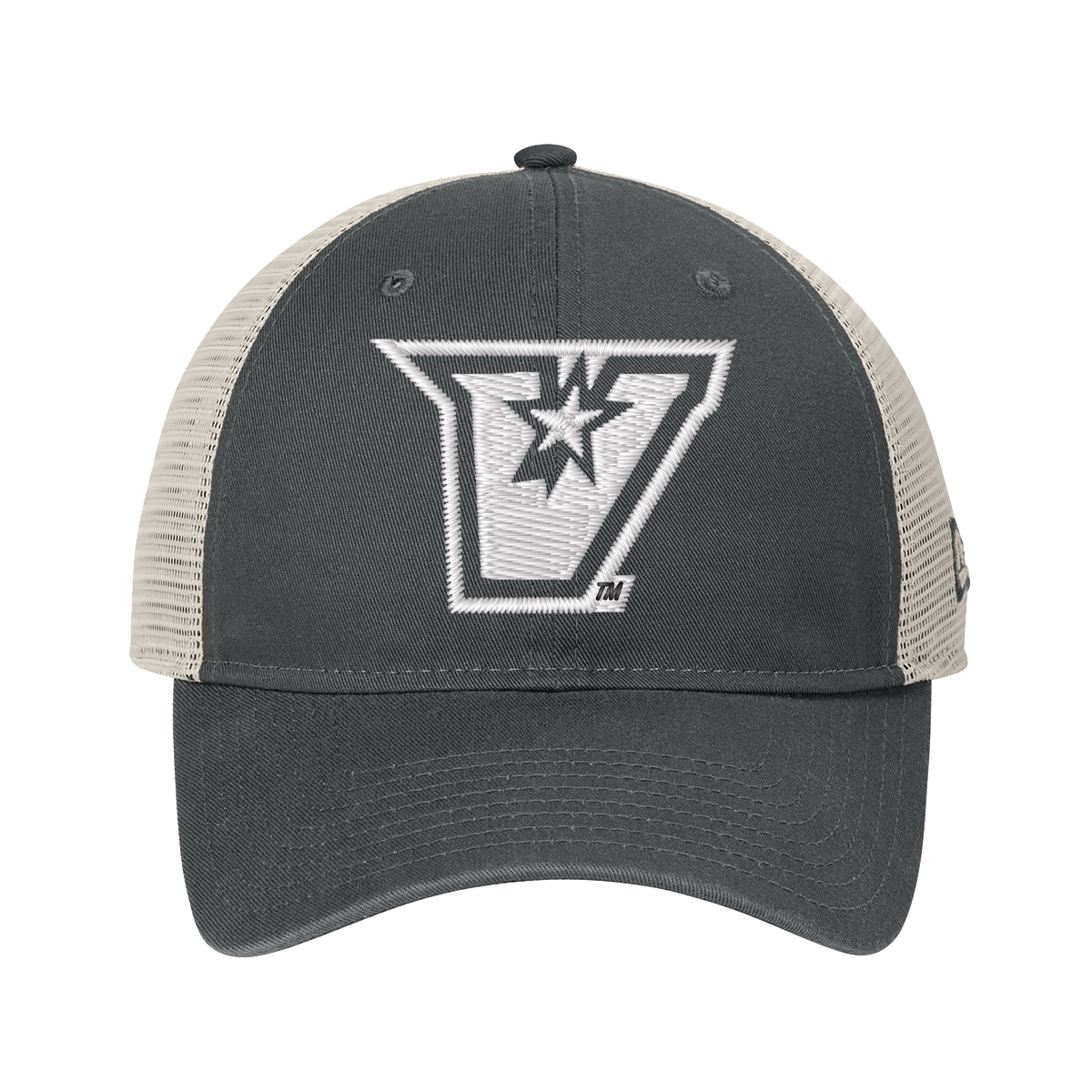 UTRGV™ Embroidered White V-Logo Mesh Snapback Cap - Grey/Stone | Official Licensed Apparel