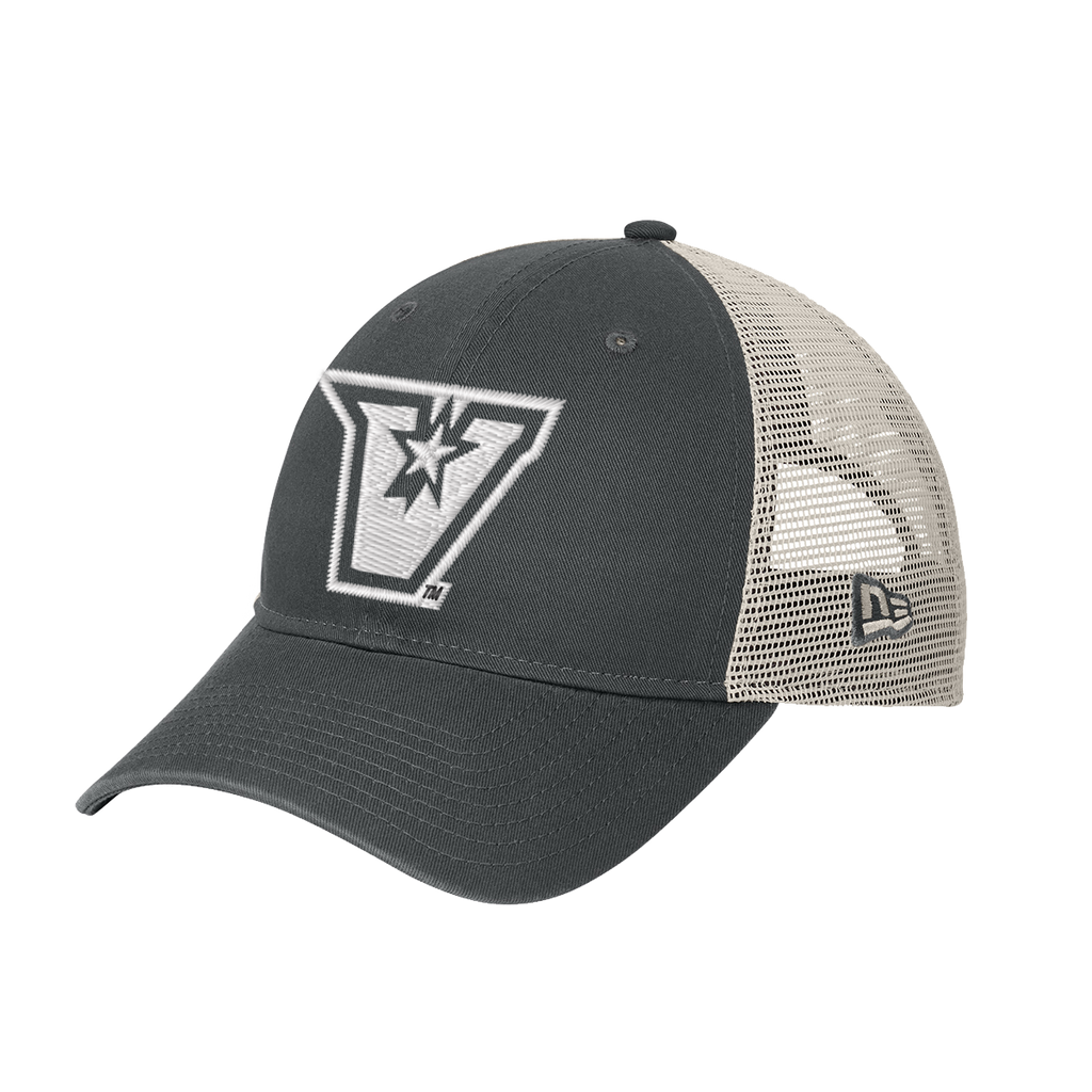 UTRGV™ Embroidered White V-Logo Mesh Snapback Cap - Grey/Stone | Official Licensed Apparel
