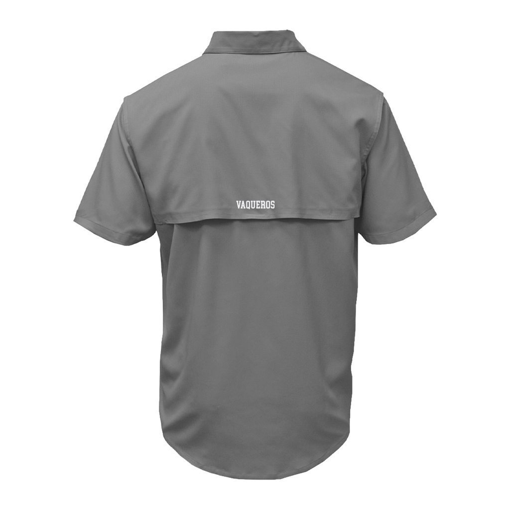UTRGV™ White Texas Logo Men's Fishing Shirt - Grey | Official Licensed Apparel