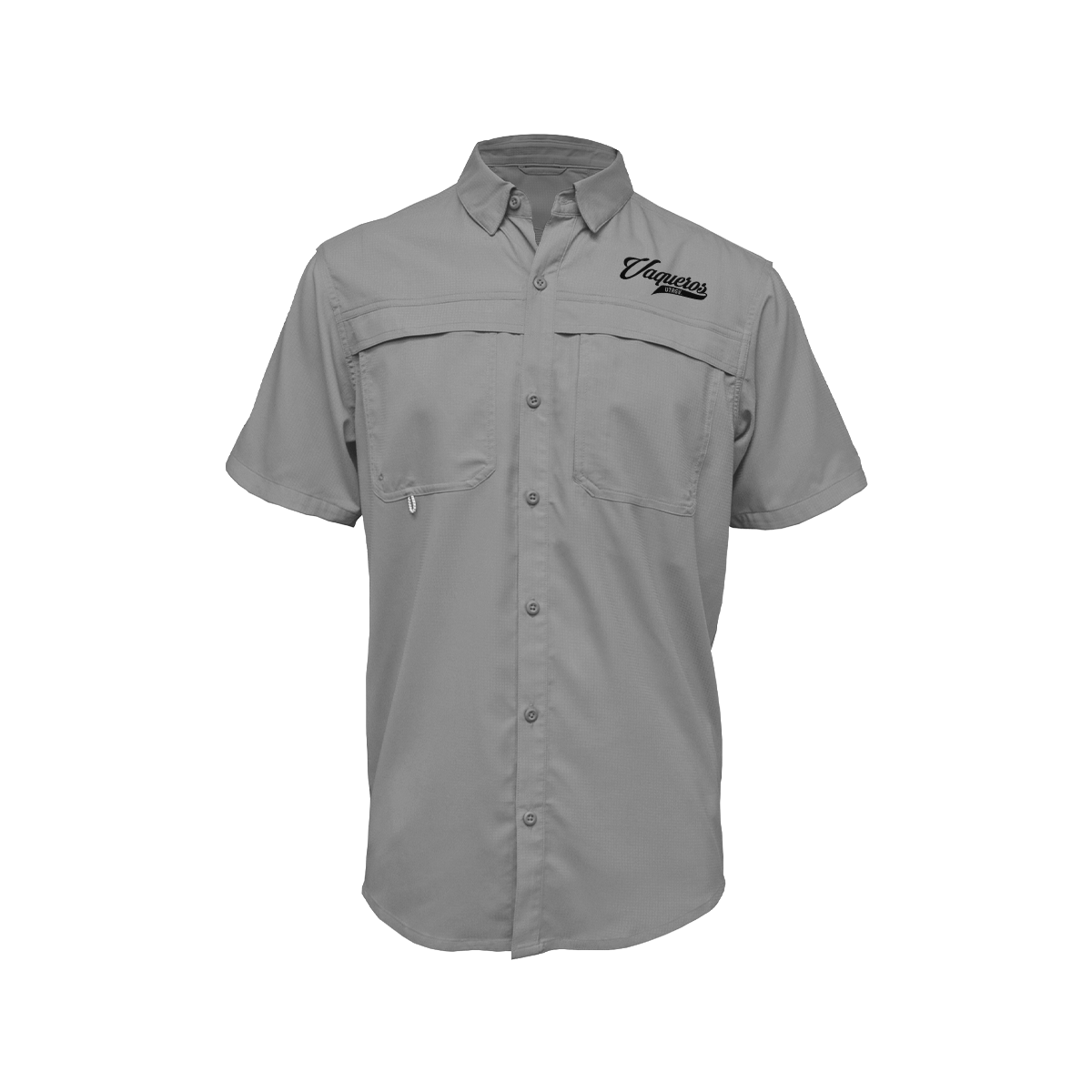 UTRGV™ - Black Vaqueros Logo - Men's Grey Fishing Shirt | Official Apparel