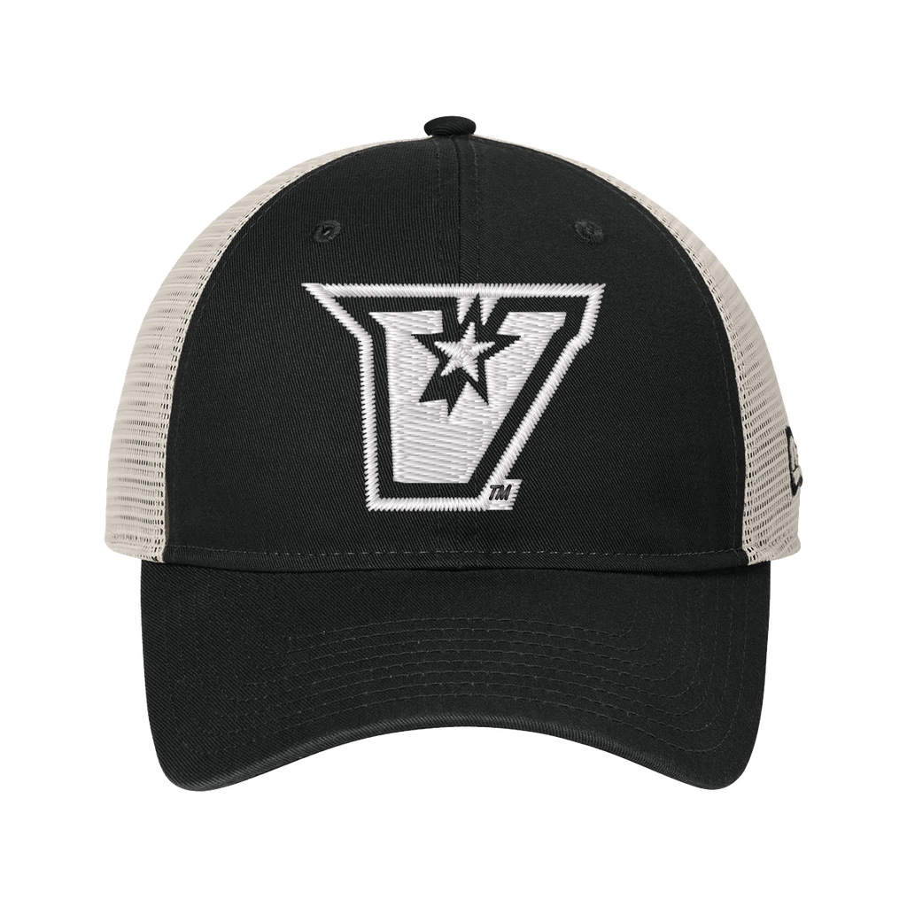 UTRGV™ Embroidered White V-Logo Mesh Snapback Cap - Black/Stone | Official Licensed Apparel
