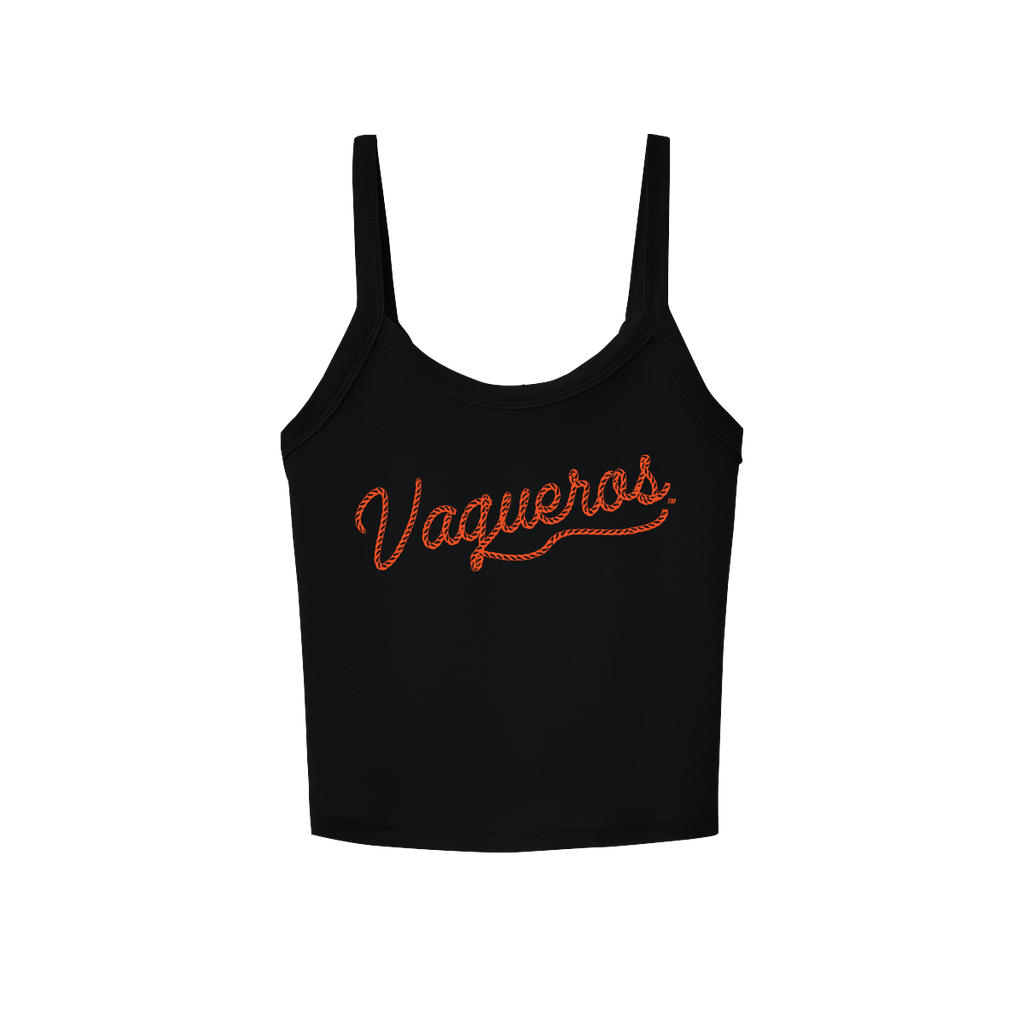 UTRGV™ Vaqueros Rope Logo Spaghetti Strap Tank - Black | Official Licensed Apparel