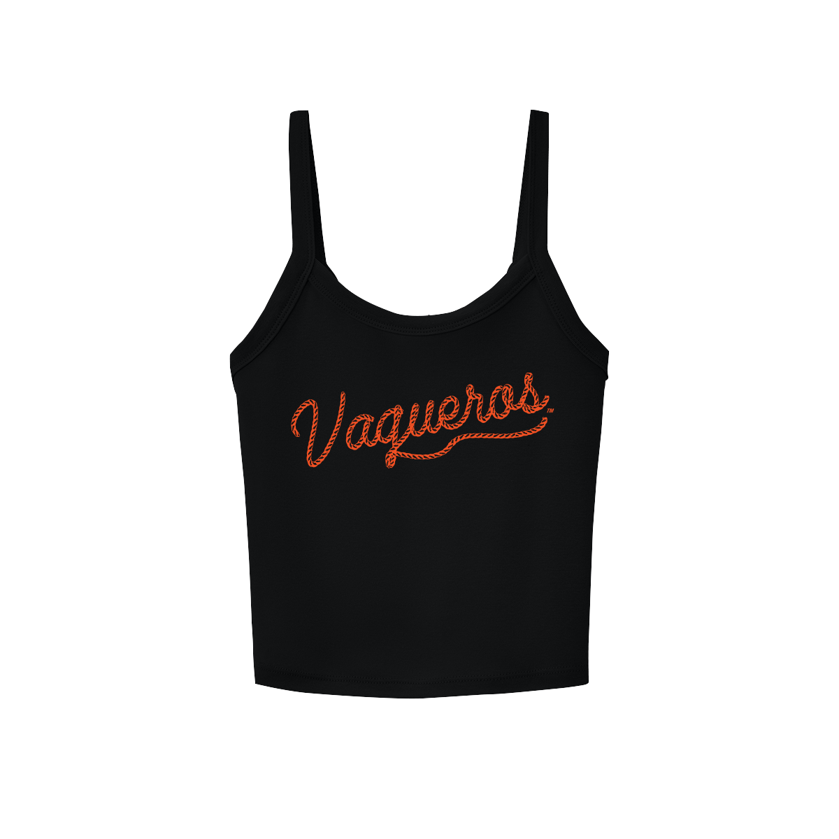 UTRGV™ Vaqueros Rope Logo Spaghetti Strap Tank - Black | Official Licensed Apparel