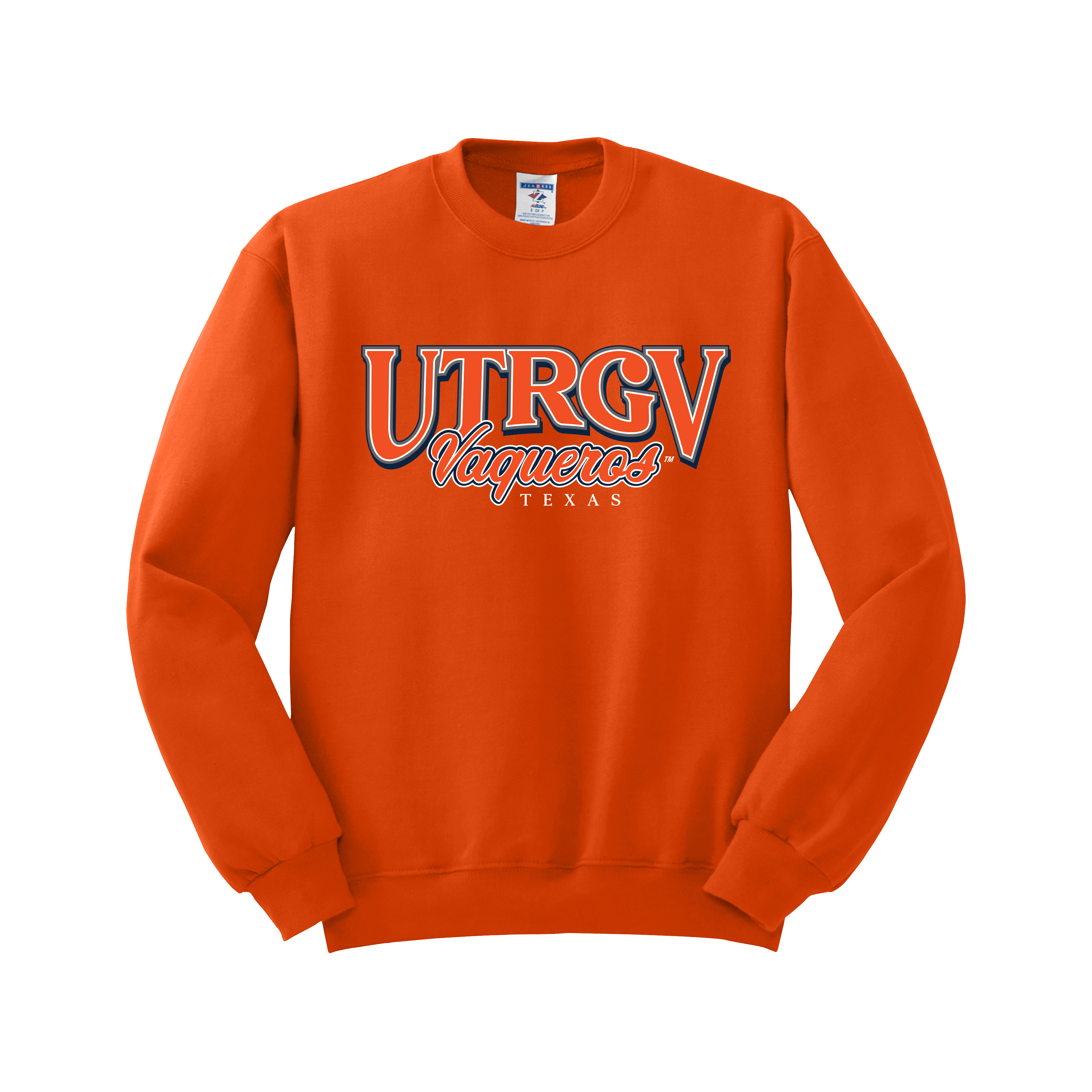 UTRGV™ Vaquero Classic Vintage Varsity Crewneck Sweatshirt - Orange | Official Licensed Apparel