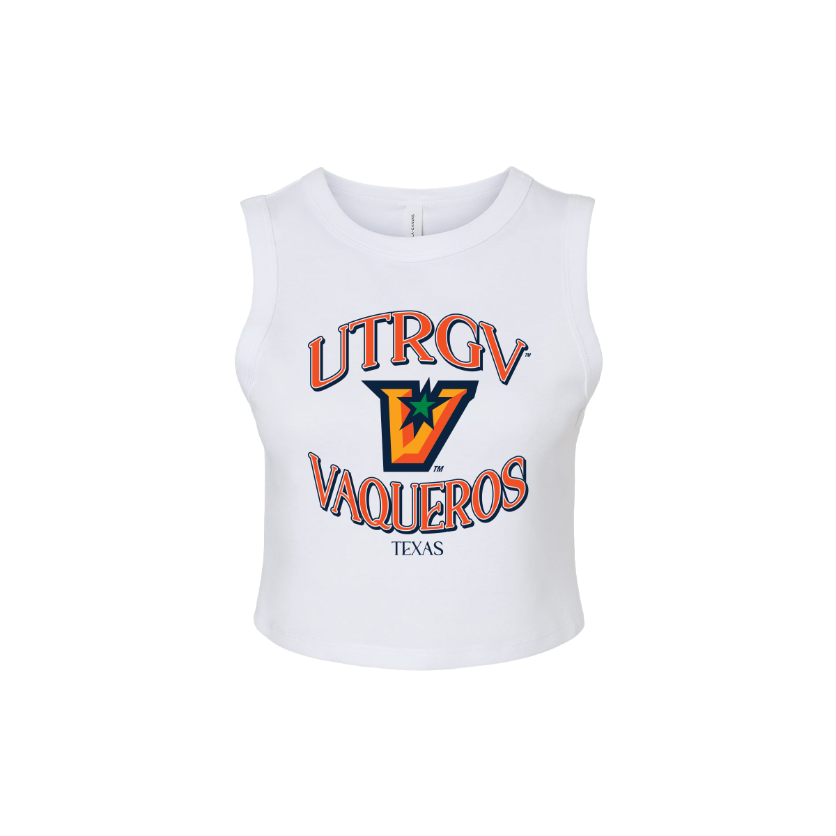 UTRGV™ Vaqueros Women’s Racer Tank – White | Official Licensed Apparel
