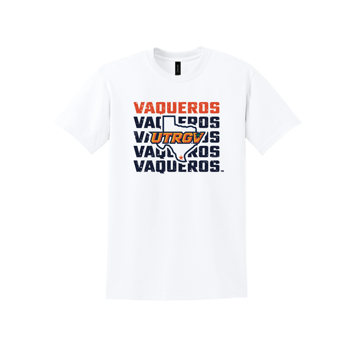 UTRGV™ Stacked Type Texas Logo Performance T-Shirt - White | Official Licensed Apparel
