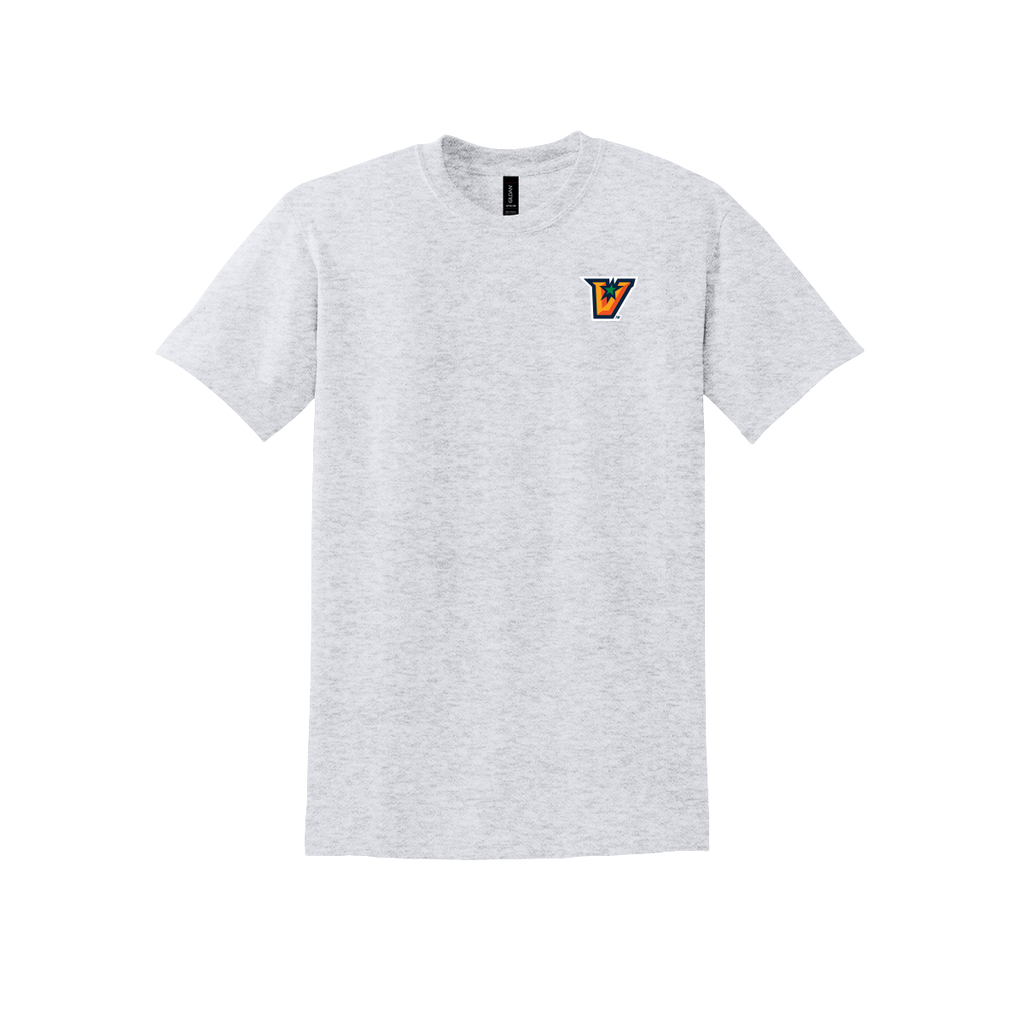 UTRGV™ Left Chest “V” Full color Logo Performance T-Shirt - Ash | Official Licensed Apparel