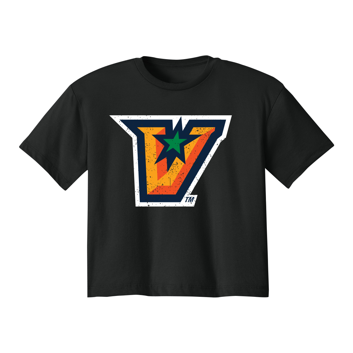 UTRGV™ V Logo Grunge Women’s Crop Top – Black | Official Licensed Apparel