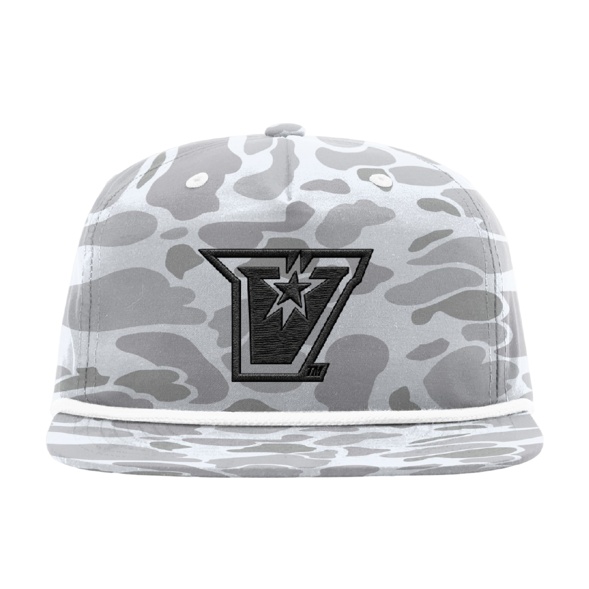 UTRGV™ Vaquero Valor Embroidered V Logo Black Rope Cap - Camo | Official Licensed Headwear