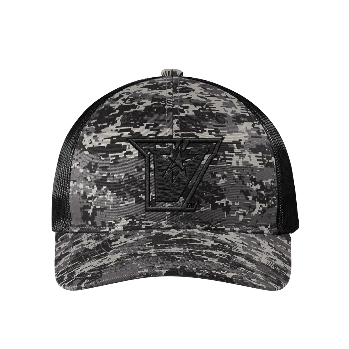 UTRGV™ Vaquero Valor Embroidered V Logo Black Adjustable Cap - Digi Camo | Official Licensed Headwear