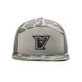 UTRGV™ Vaquero Valor Embroidered V Logo Black 7 Panel Cap - Duck Camo | Official Licensed Headwear