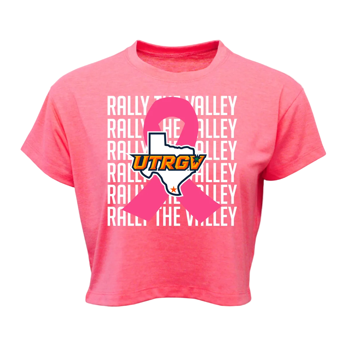 UTRGV™ Rally the Valley Stacked Crop Top - Bubble Gum | Official Licensed Apparel