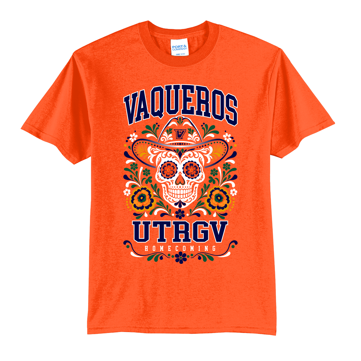 UTRGV™ Día De Los Muertos Vaquero T-Shirt - Orange | Official Licensed Apparel