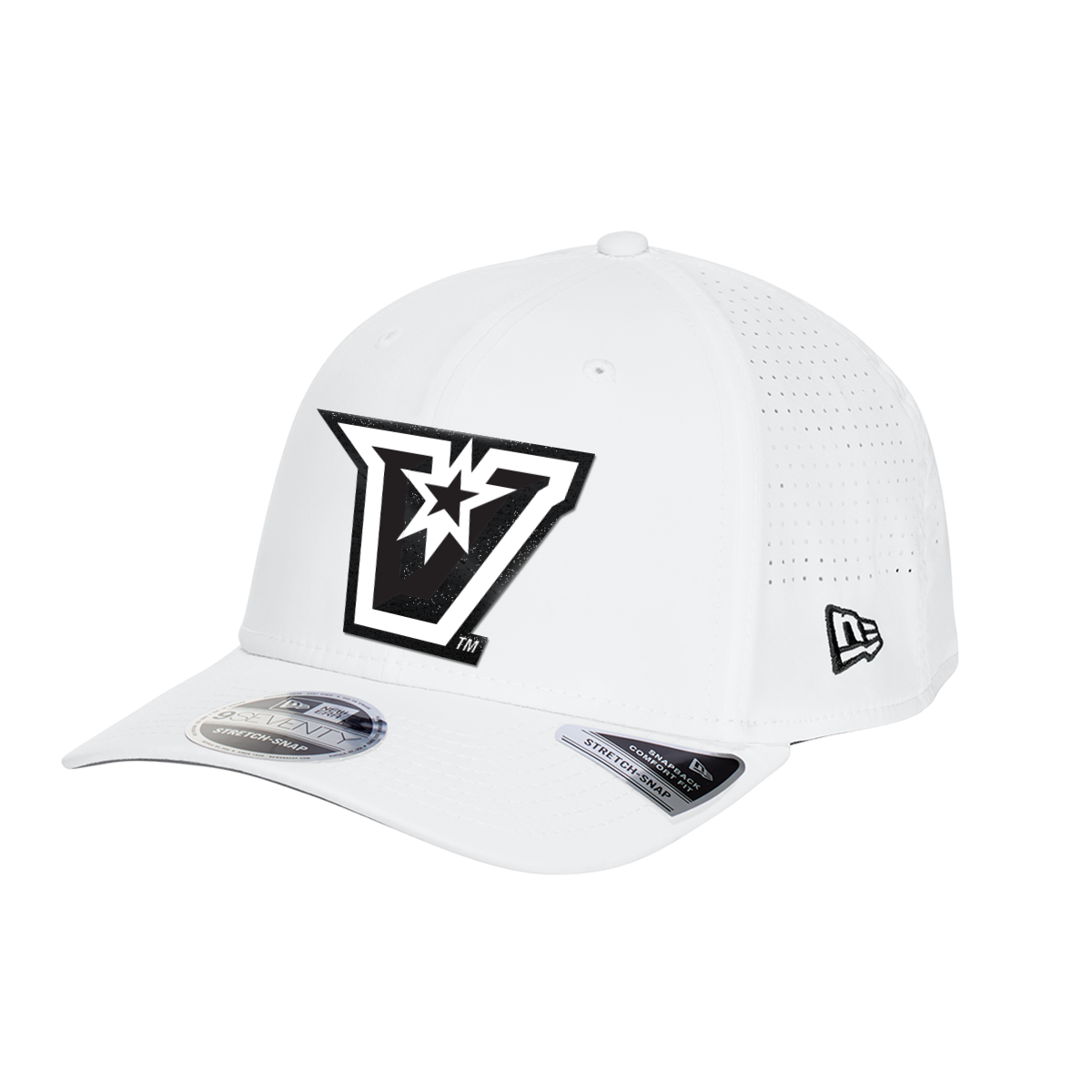 UTRGV™ - PVC Patch V-Logo - New Era® 9SEVENTY® Perforated Snapback Cap - White/Black