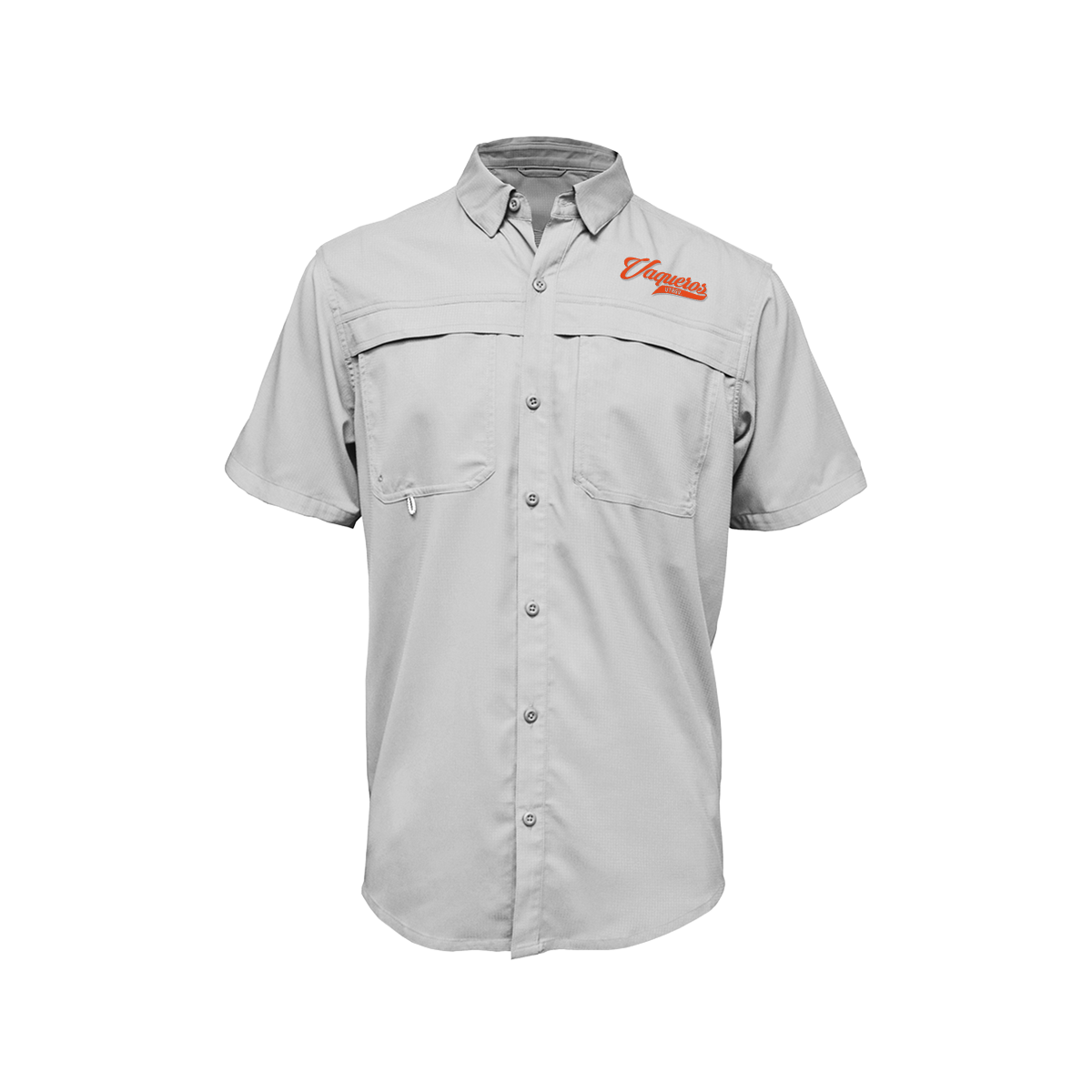 UTRGV™ - Orange Vaqueros Logo - Men's Silver Fishing Shirt | Official Apparel