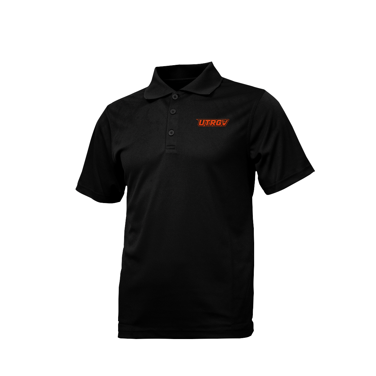 UTRGV™ Orange Primary Logo Men's Polo - Black | Official Licensed Apparel