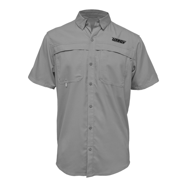 UTRGV™ - Black Primary Logo - Men's Grey Fishing Shirt | Official Apparel