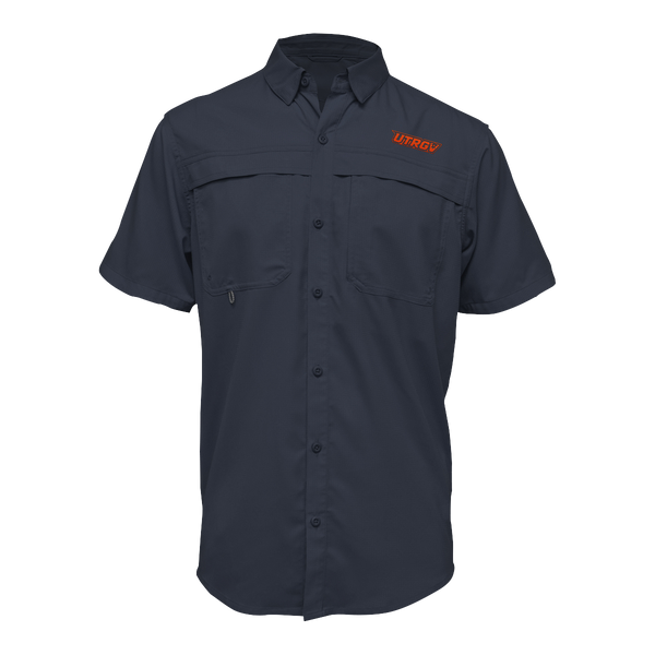 UTRGV™ - Orange Primary Logo - Men's Navy Fishing Shirt | Official Apparel