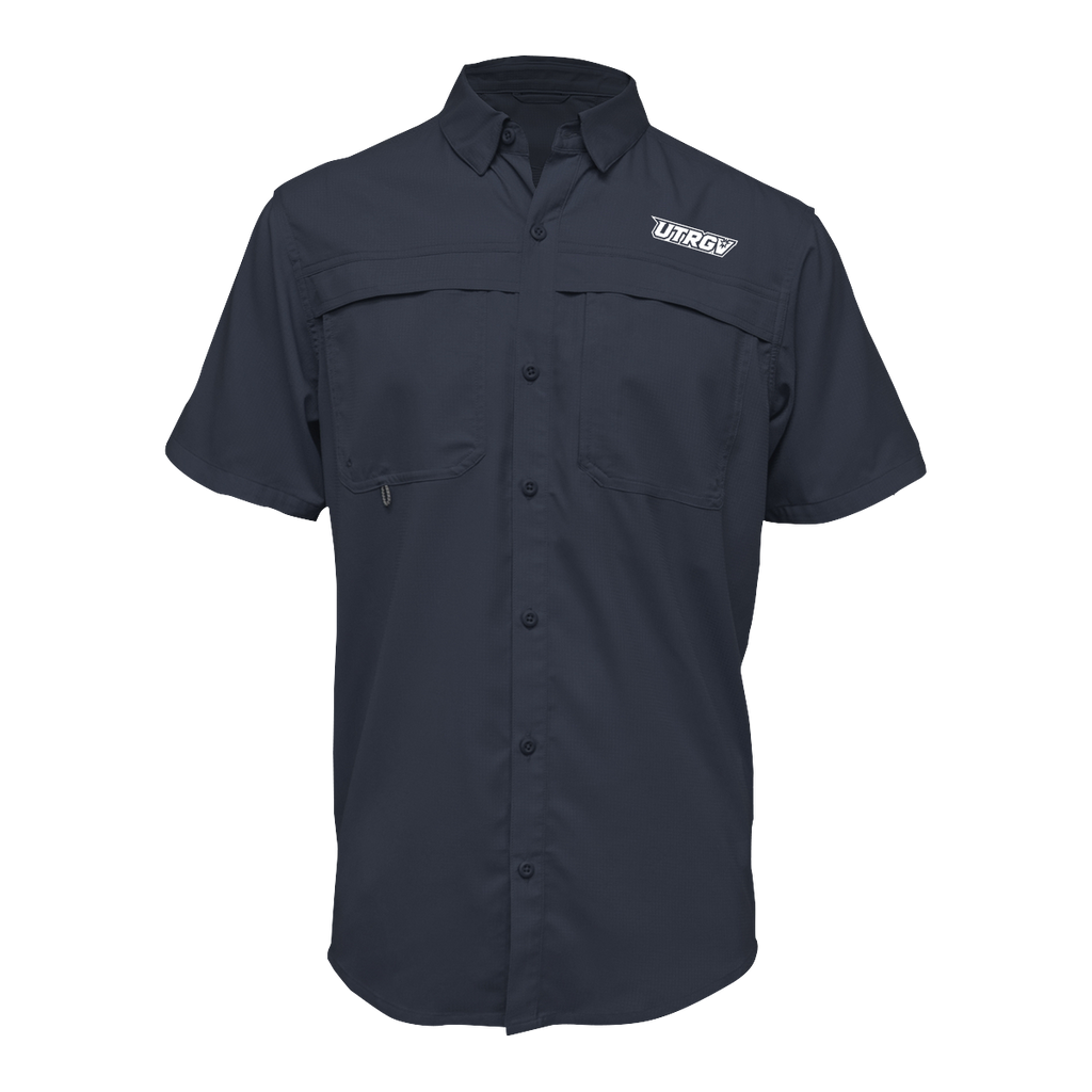 UTRGV™ - White Primary Logo - Men's Navy Fishing Shirt | Official Apparel