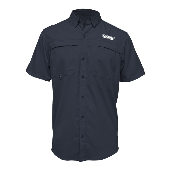 UTRGV™ - White Primary Logo - Men's Navy Fishing Shirt | Official Apparel