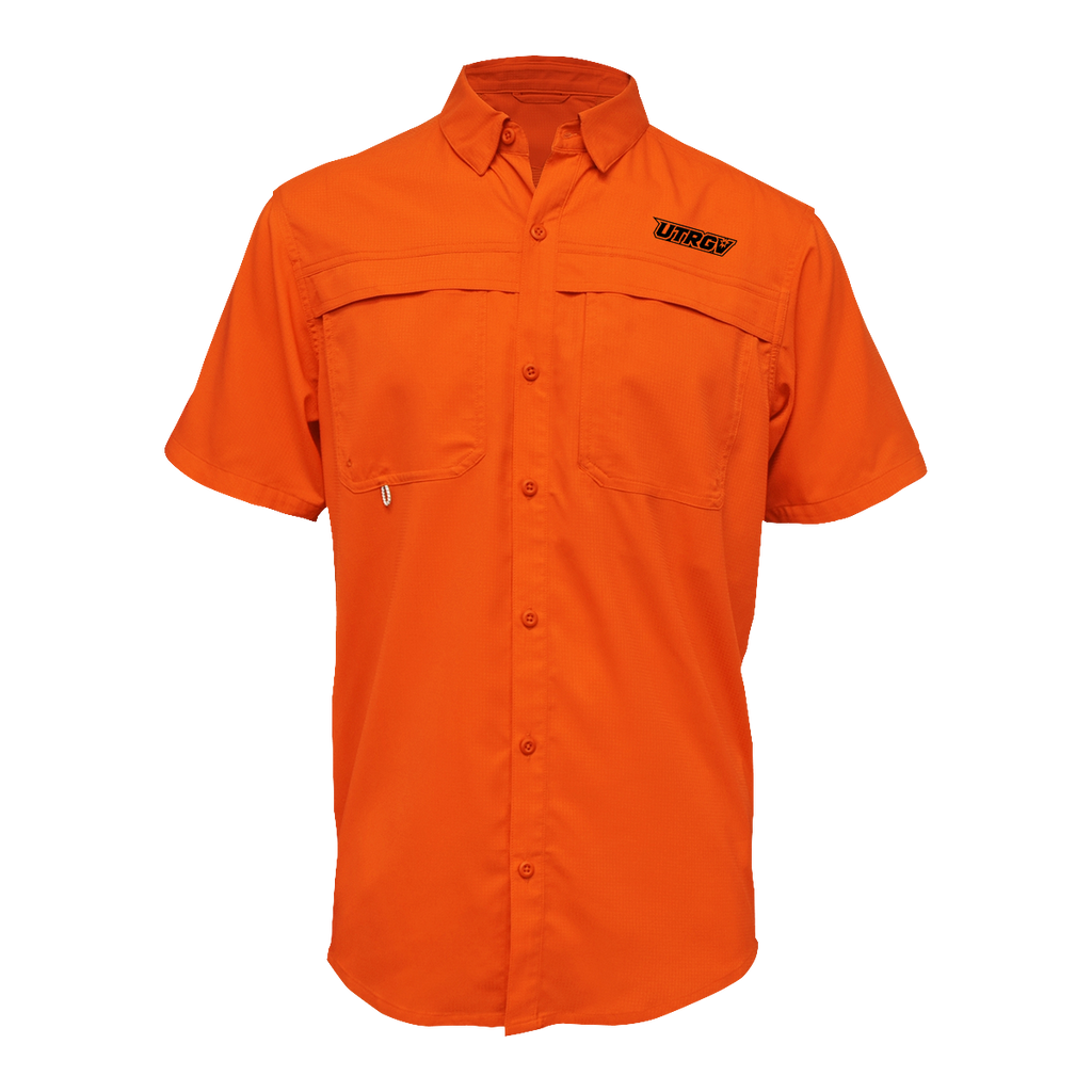 UTRGV™ - Black Primary Logo - Men's Orange Fishing Shirt | Official Apparel