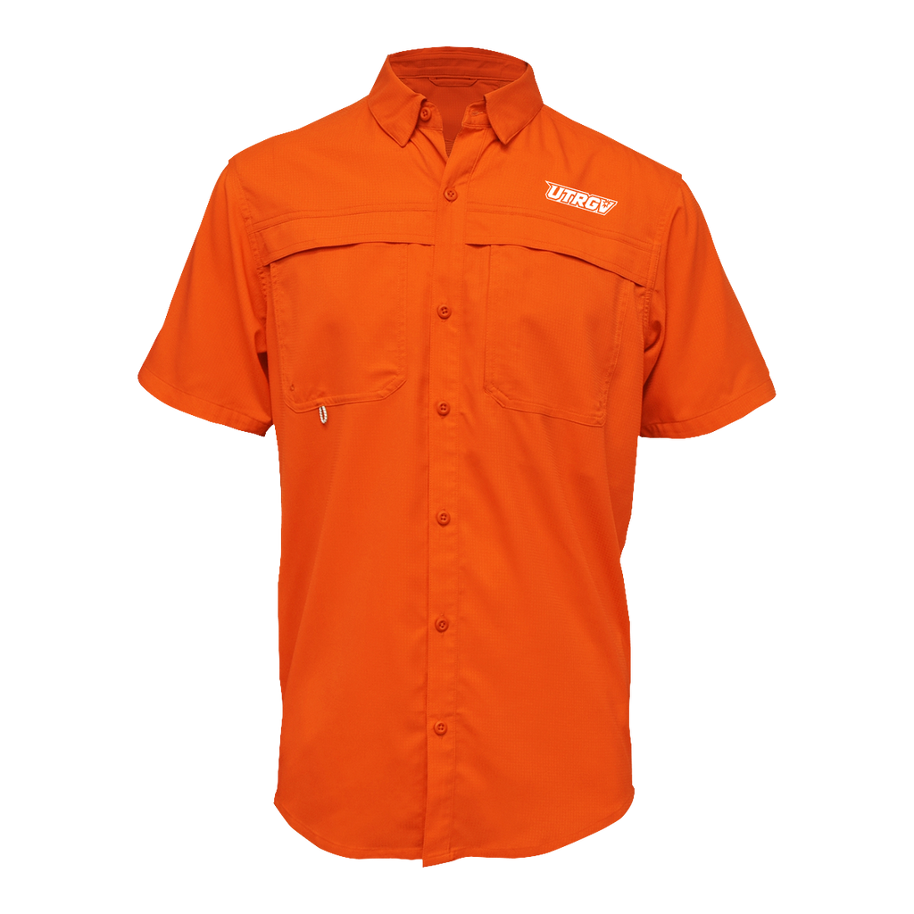 UTRGV™ - White Primary Logo - Men's Orange Fishing Shirt | Official Apparel