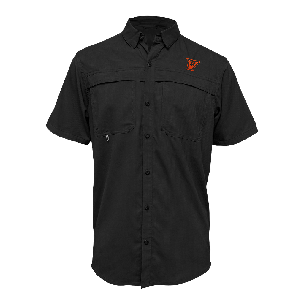 UTRGV™ - Orange V Logo - Men's Black Fishing Shirt | Official Apparel