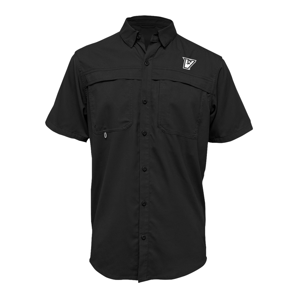 UTRGV™ - White V Logo - Men's Black Fishing Shirt | Official Apparel
