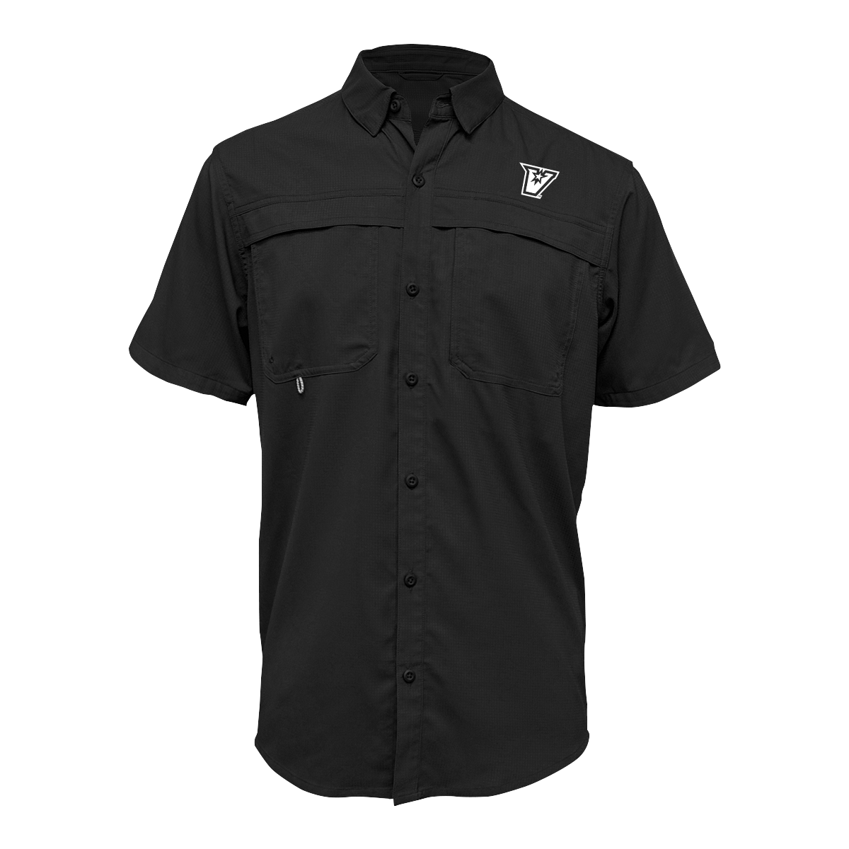 UTRGV™ - White V Logo - Men's Black Fishing Shirt | Official Apparel