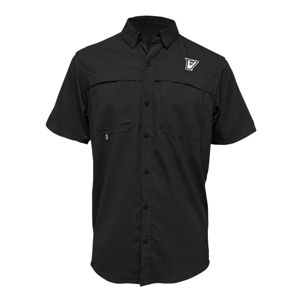UTRGV™ - White V Logo - Men's Black Fishing Shirt | Official Apparel