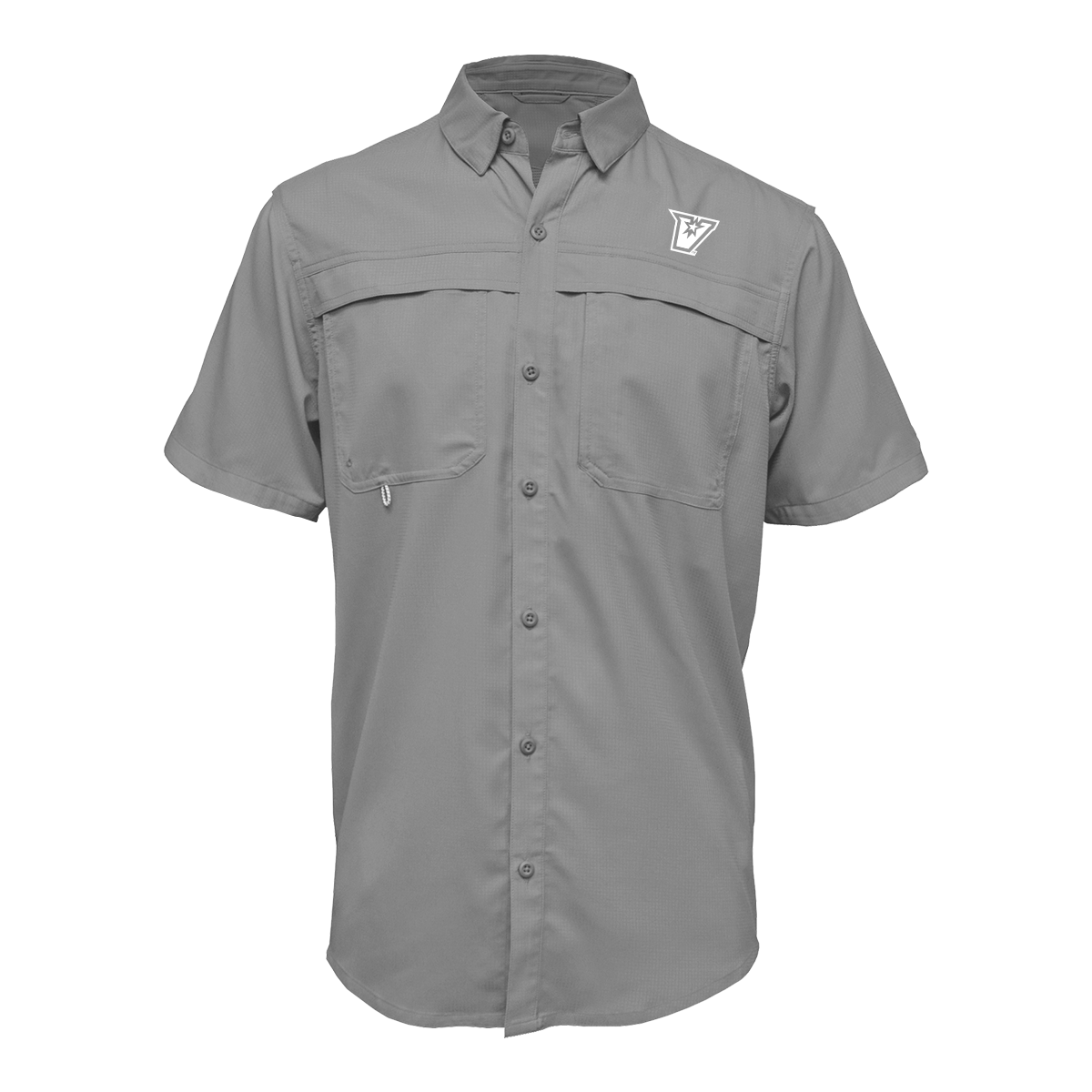 UTRGV™ - White V Logo - Men's Grey Fishing Shirt | Official Apparel