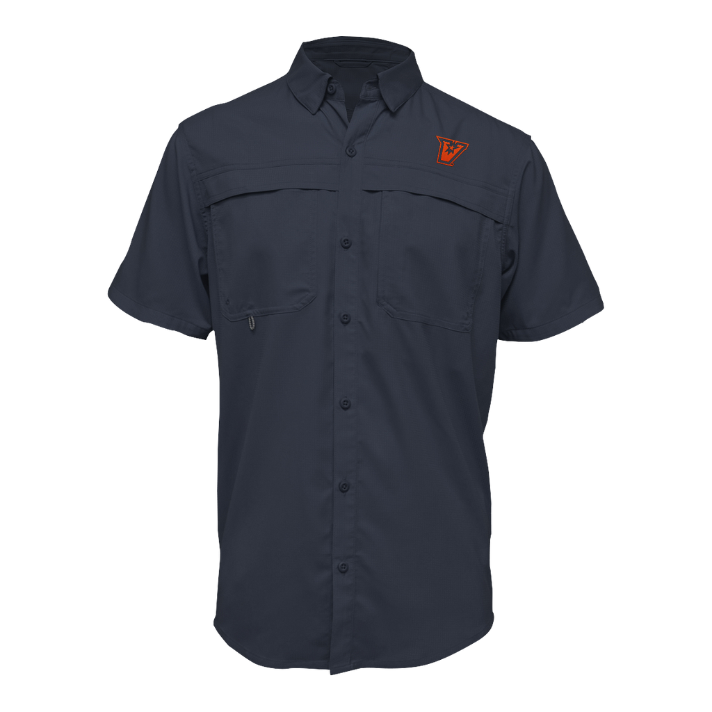 UTRGV™ - Orange V Logo - Men's Navy Fishing Shirt | Official Apparel