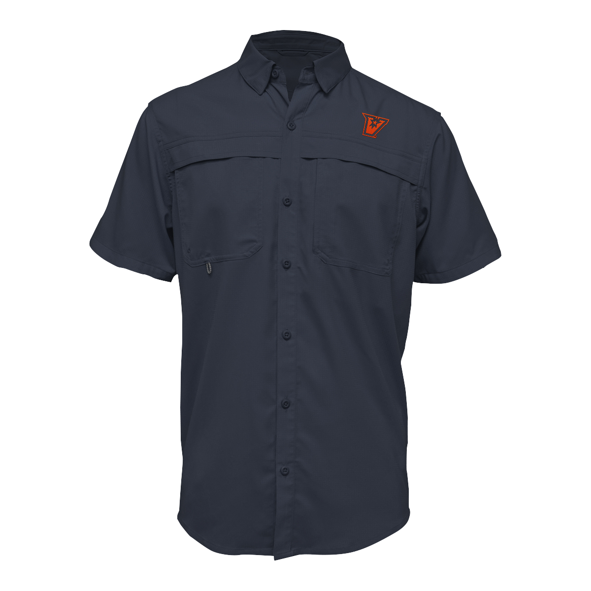 UTRGV™ - Orange V Logo - Men's Navy Fishing Shirt | Official Apparel